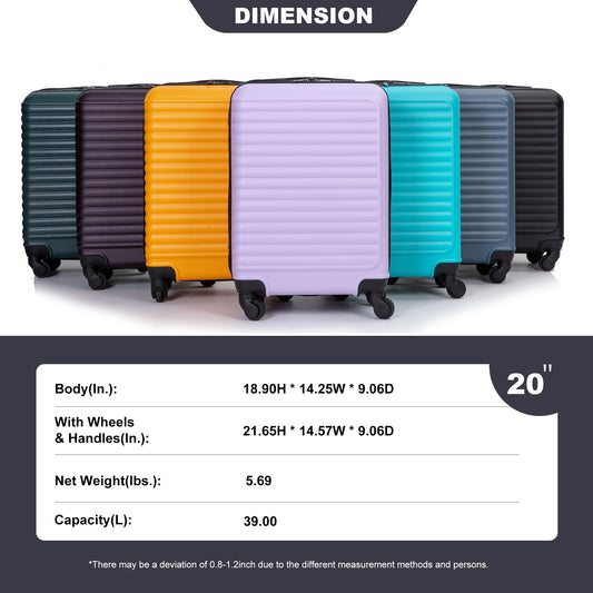 20 Inch Carry On Spinner Lightweight Travel Suitcase