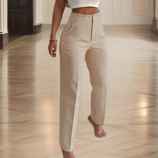 Women's High Waisted Straight Leg Casual Pants Trousers