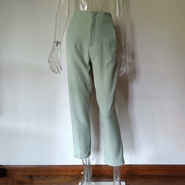 Women's High Waisted Straight Leg Casual Pants Trousers