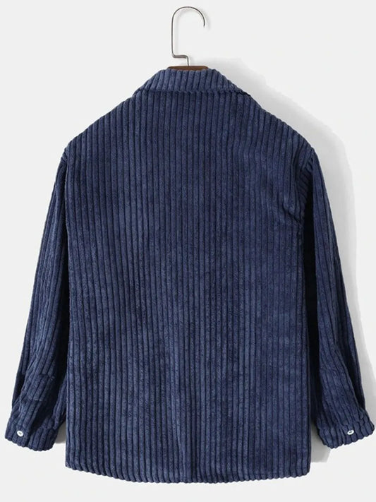 Men's Plus Size Corduroy Button Up Long Sleeve Jacket