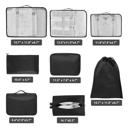 8 Pack Lightweight Packing Cubes Travel Organizer Set