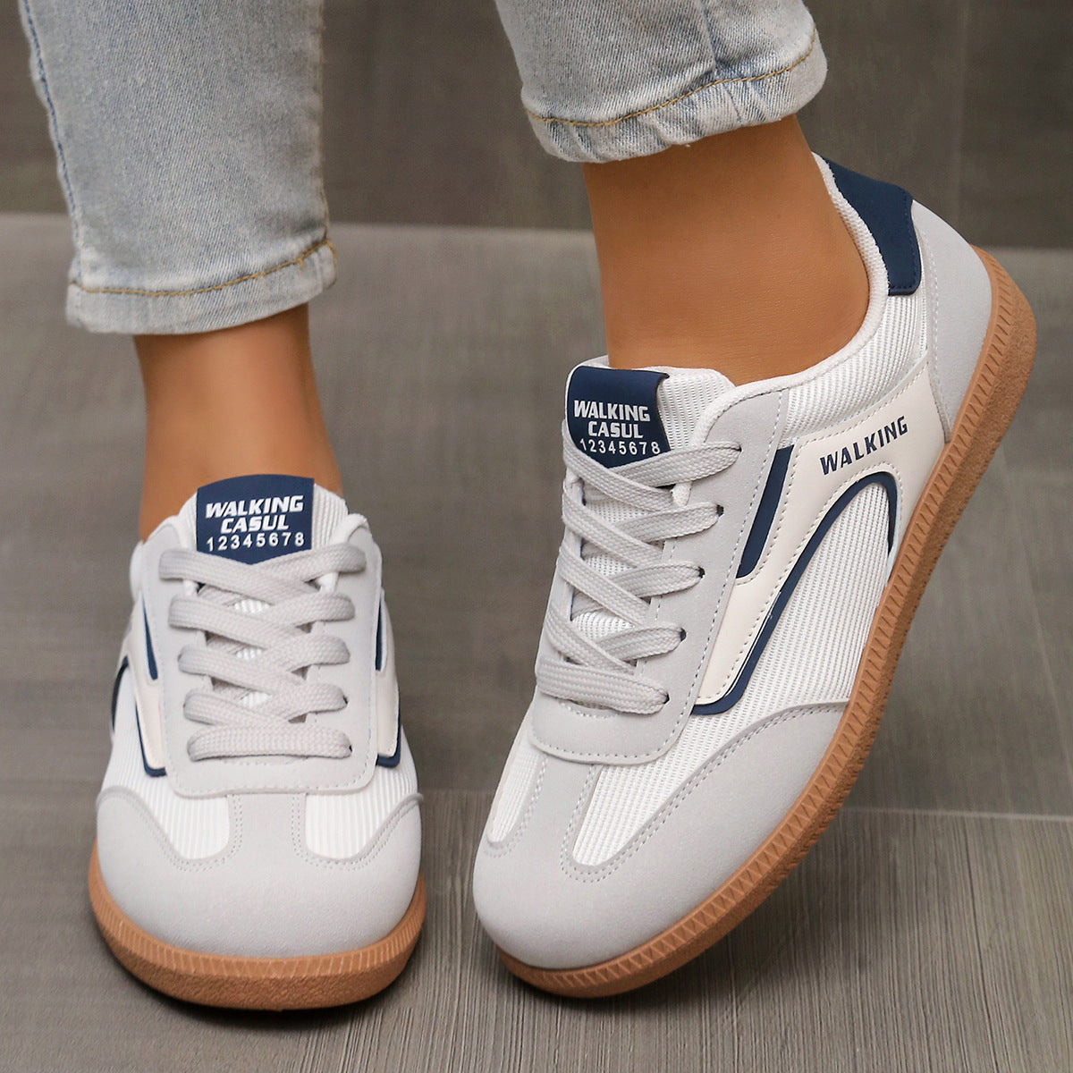 Lace Up Round Toe Casual Sneakers for Women