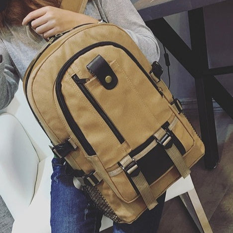 Men's Canvas Large Backpack Travel Hiking Work Rucksack