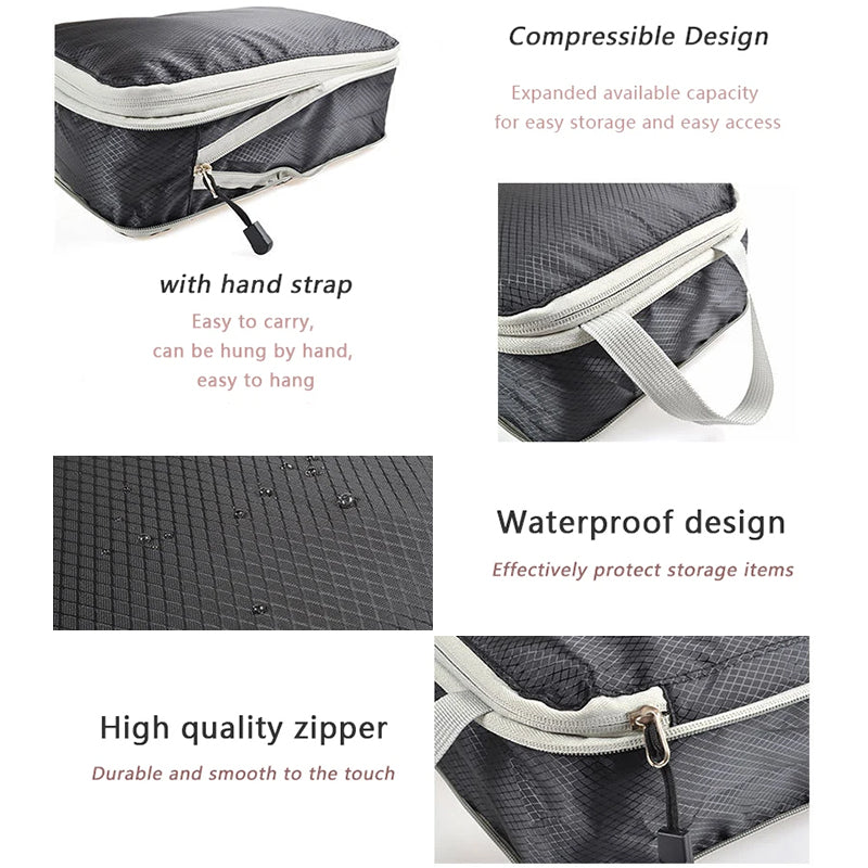 Ultralight Expandable Travel Compression Packing Cubes Organizer Set