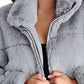 Plus Size Faux Fur Cropped Zip Up Jacket