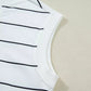 Stripe Color Block Zip V Neck Sleeveless Top