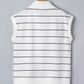 Stripe Color Block Zip V Neck Sleeveless Top