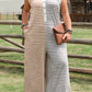 Gray Stripe Plus Size Color Block Buttoned Sleeveless Wide Leg Jumpsuit