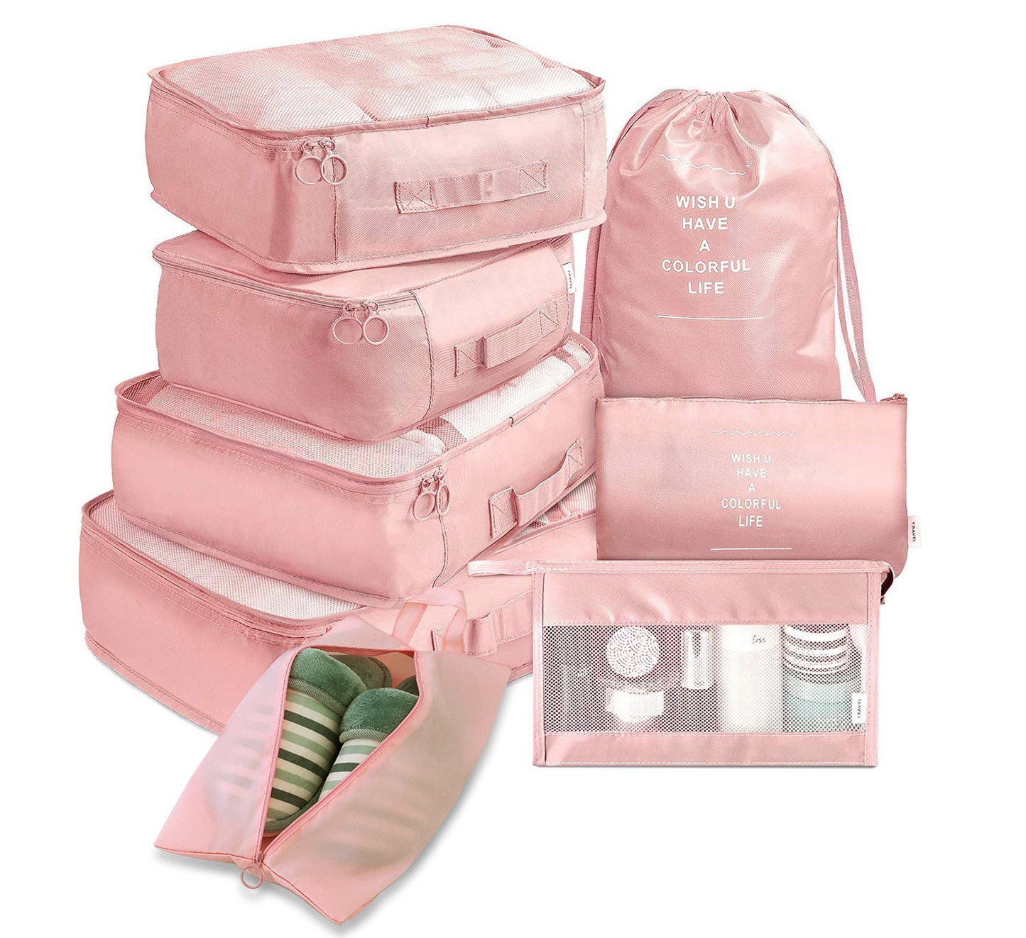 8 Piece Luggage Packing Cube Organizer Storage Bag Set