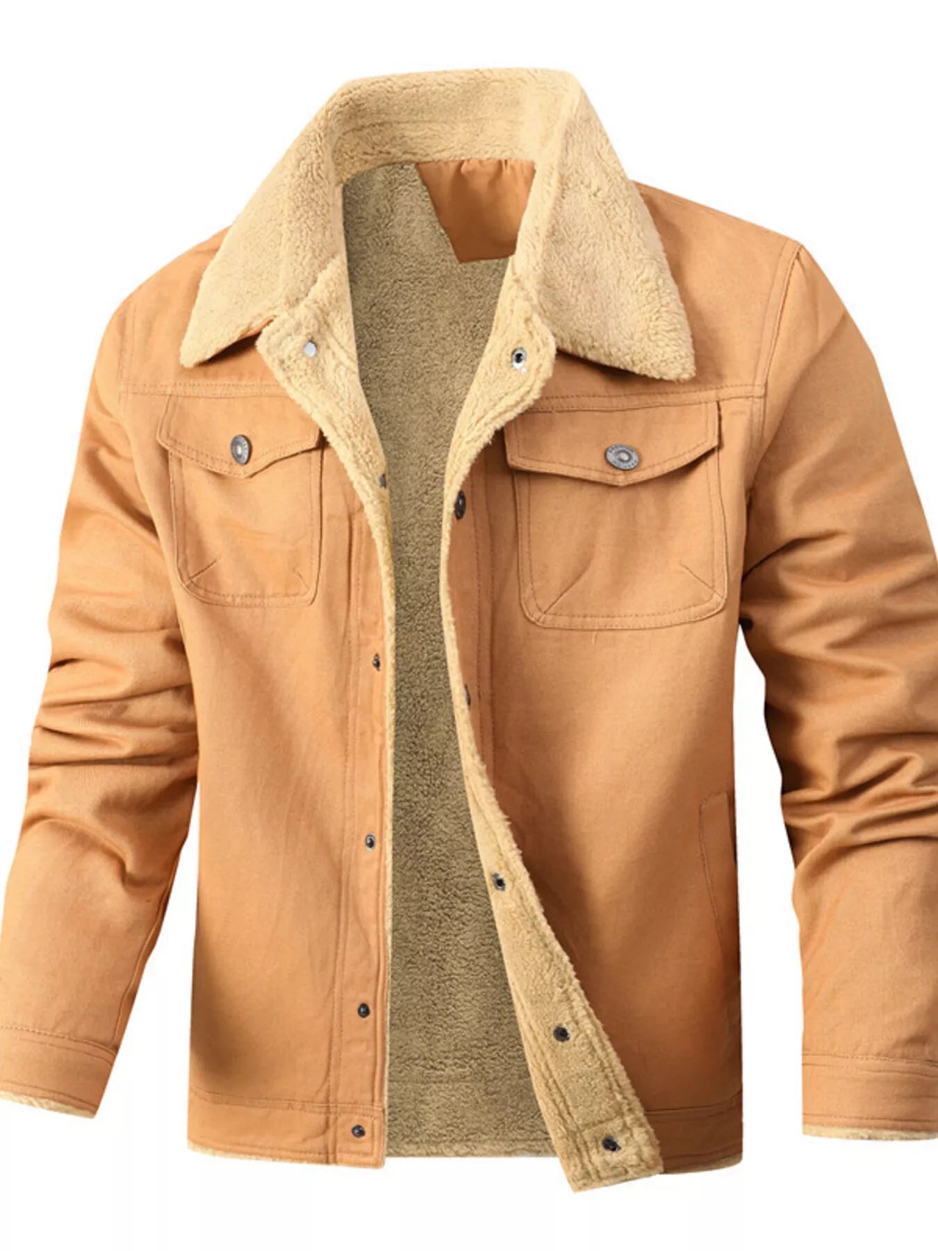 Men's Plus Size Sherpa Lined Snap Down Jacket