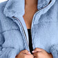 Plus Size Faux Fur Cropped Zip Up Jacket