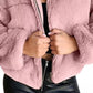 Plus Size Faux Fur Cropped Zip Up Jacket