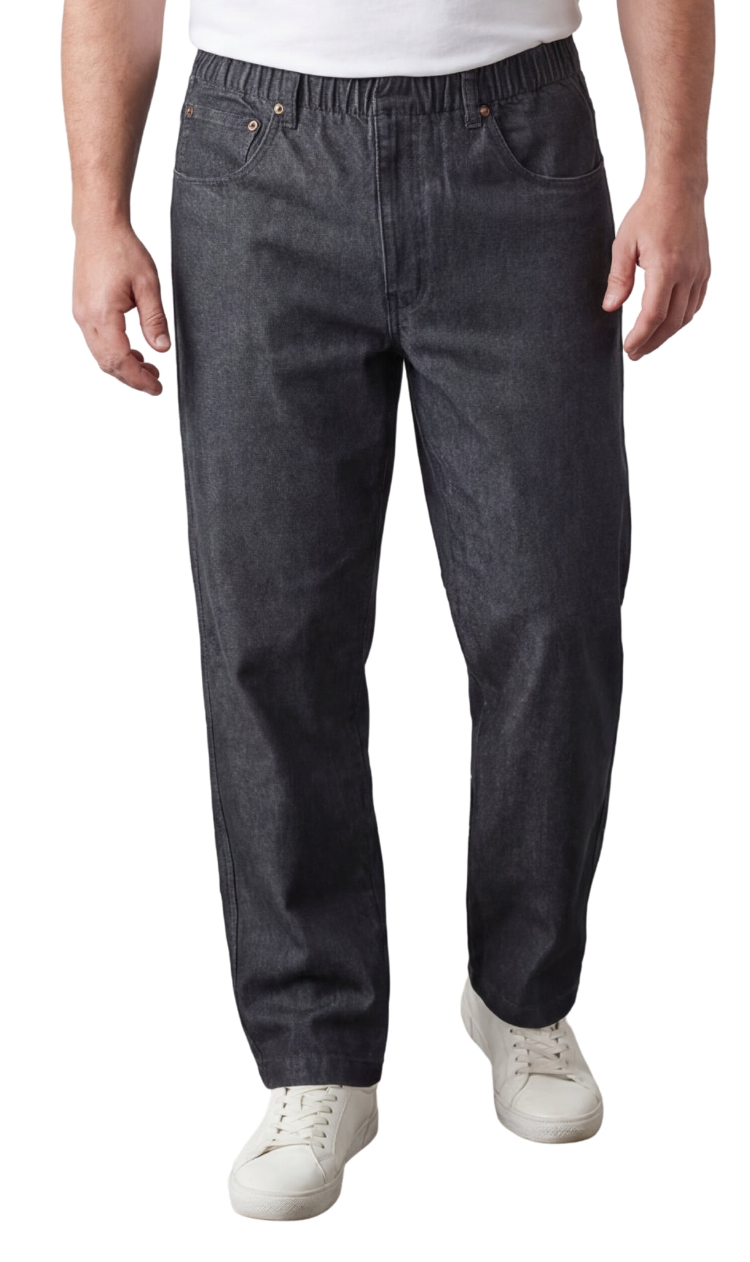 Men's Pull On Denim Twill Elastic Waist Pants
