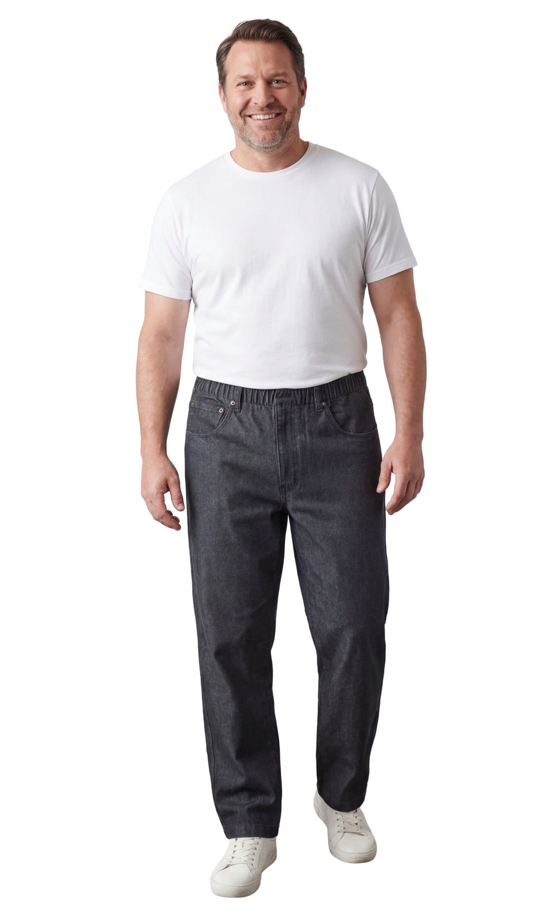 Men's Pull On Denim Twill Elastic Waist Pants