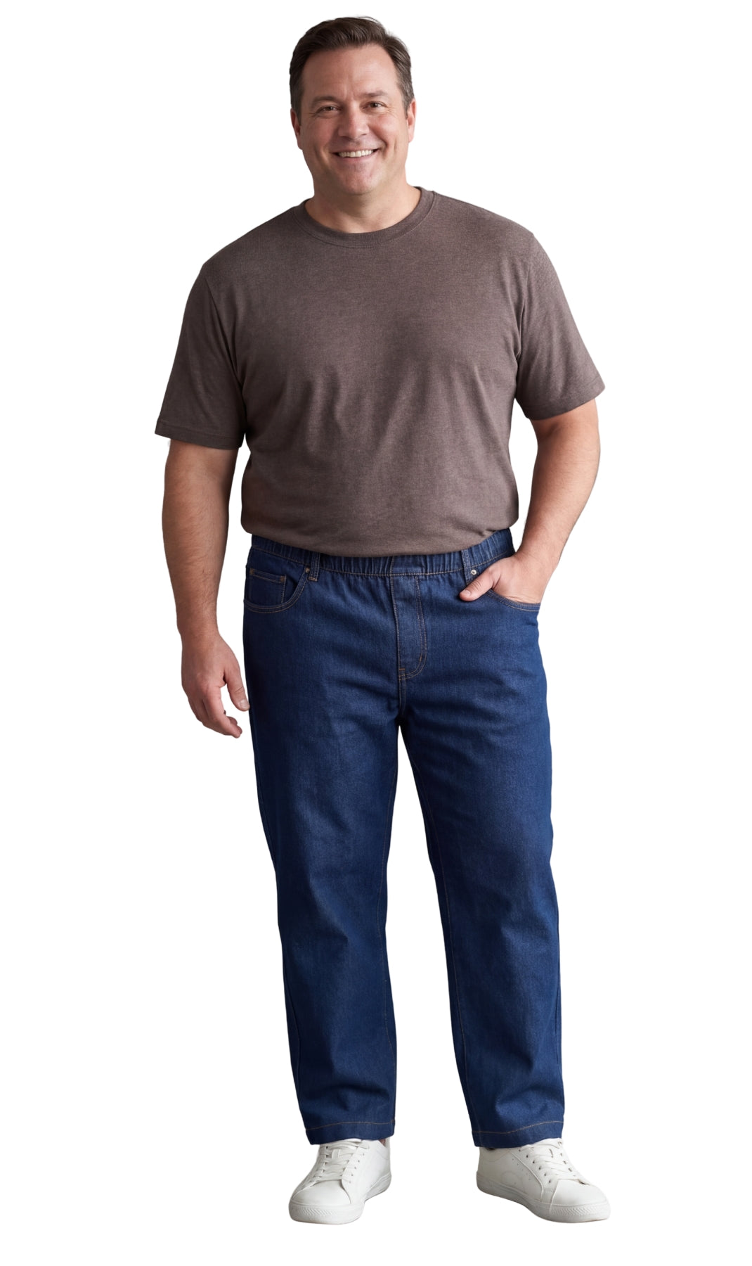 Men's Pull On Denim Twill Elastic Waist Pants