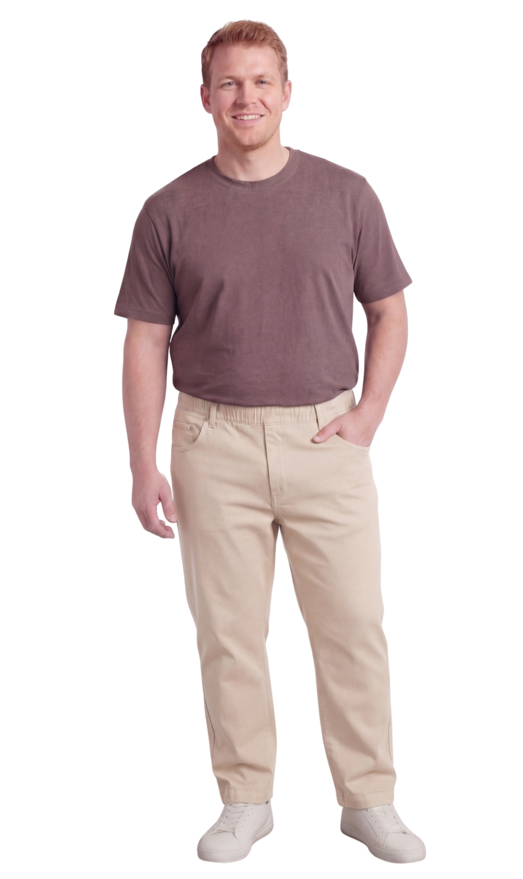 Men's Pull On Denim Twill Elastic Waist Pants