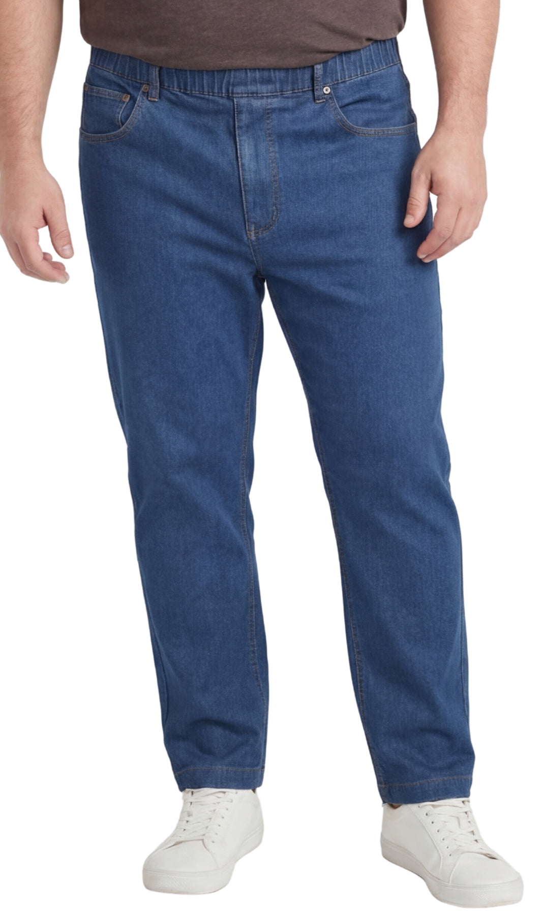 Men's Pull On Denim Twill Elastic Waist Pants