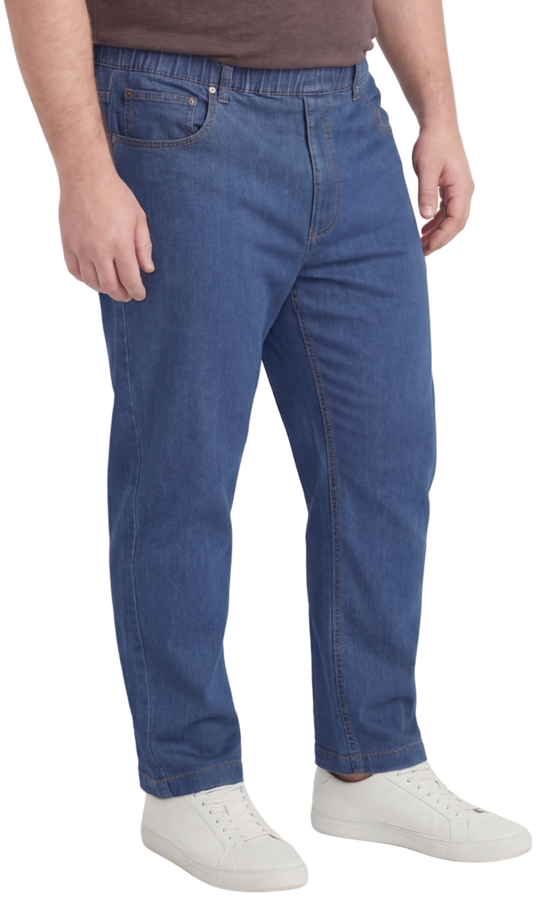 Men's Pull On Denim Twill Elastic Waist Pants