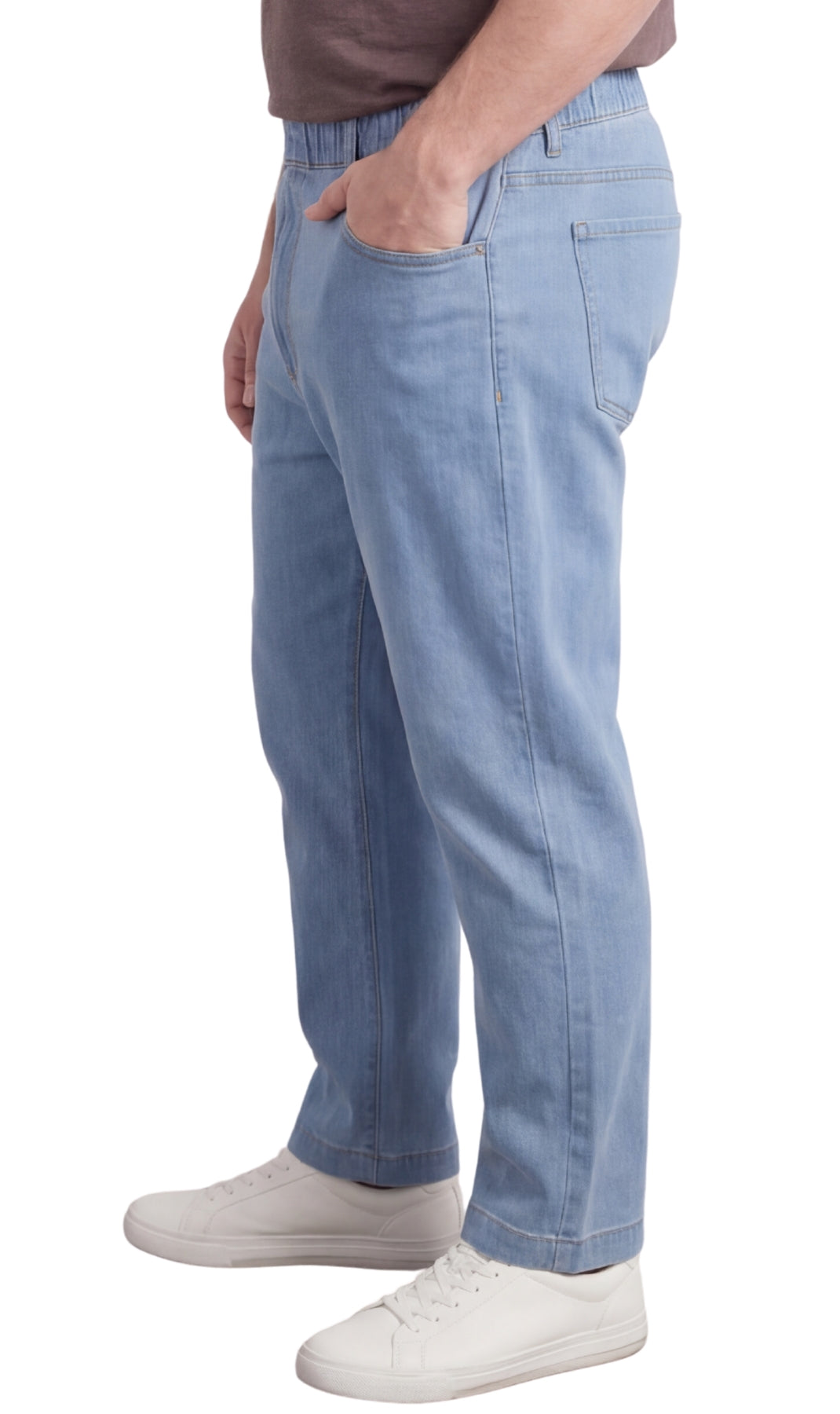 Men's Pull On Denim Twill Elastic Waist Pants