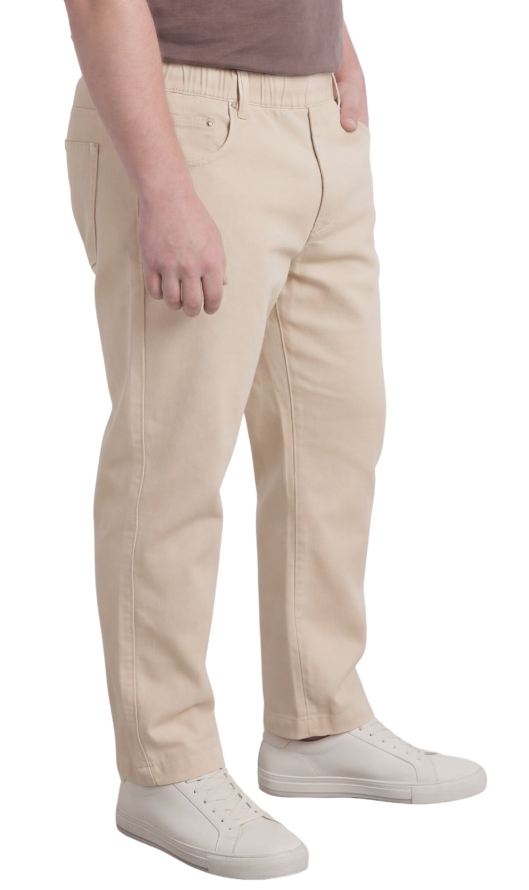 Men's Pull On Denim Twill Elastic Waist Pants