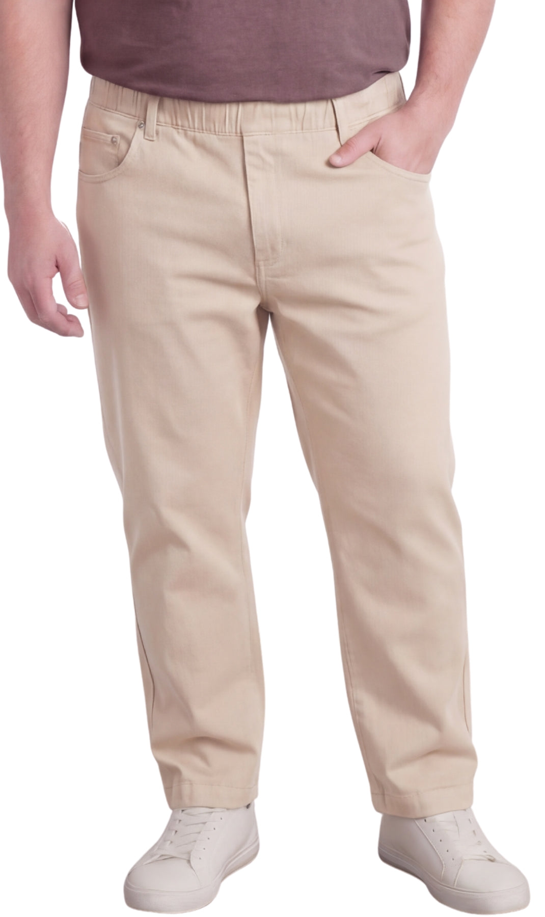 Men's Pull On Denim Twill Elastic Waist Pants