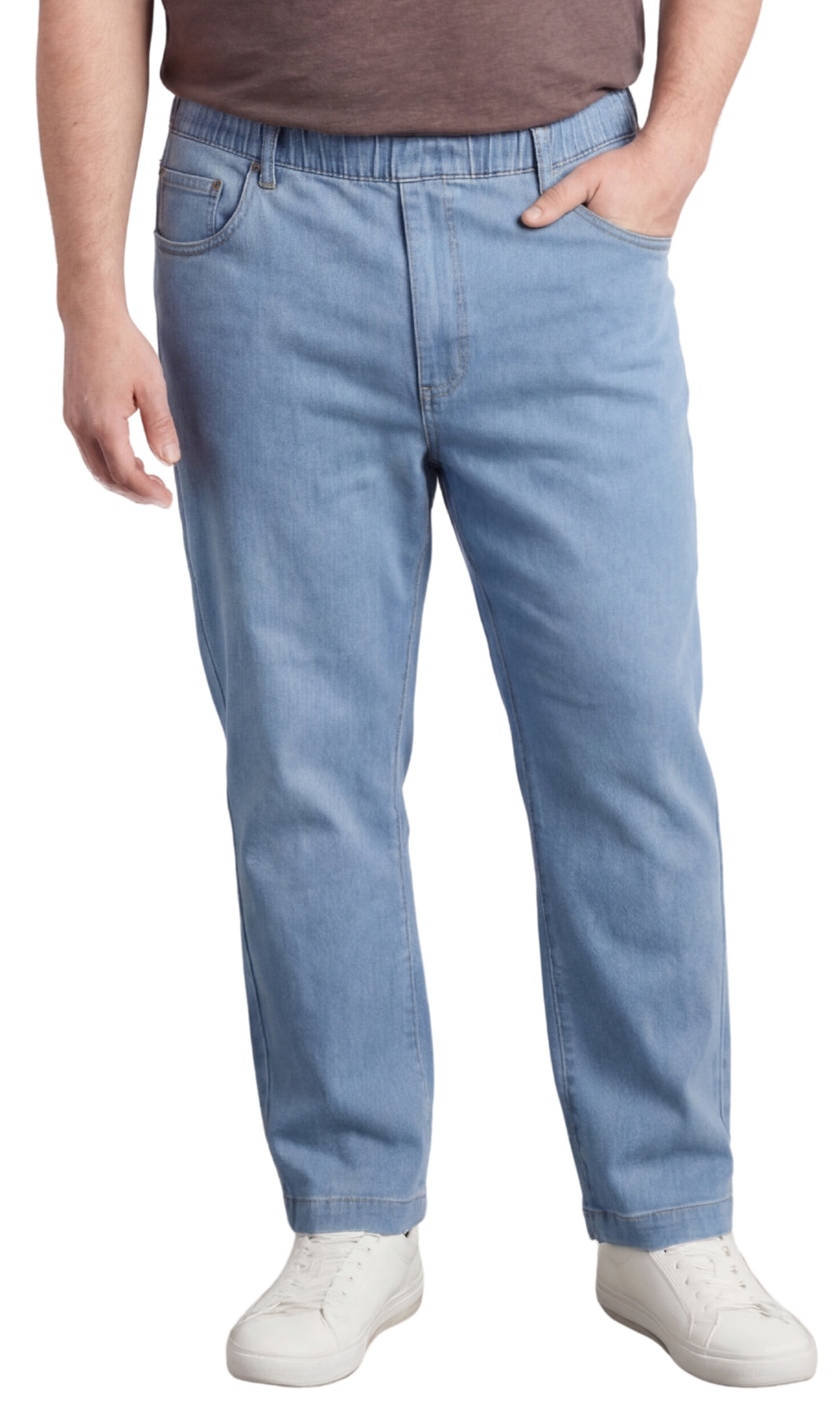 Men's Pull On Denim Twill Elastic Waist Pants