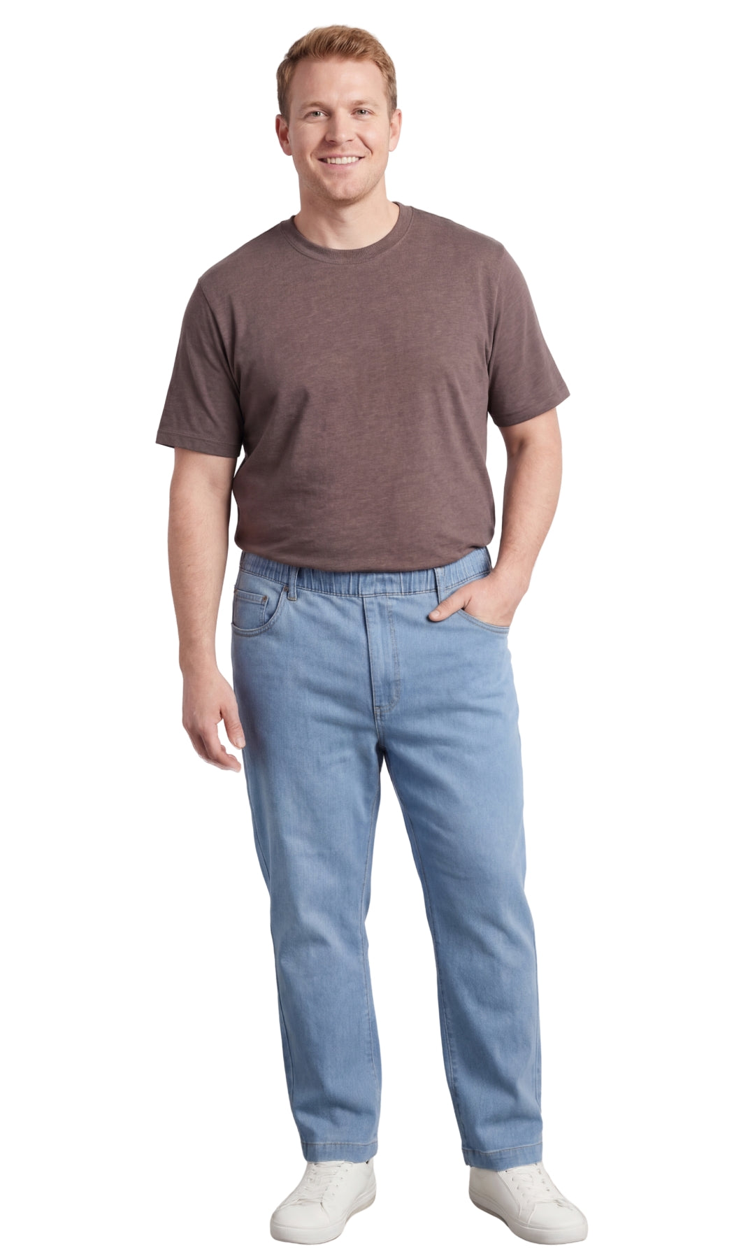 Men's Pull On Denim Twill Elastic Waist Pants