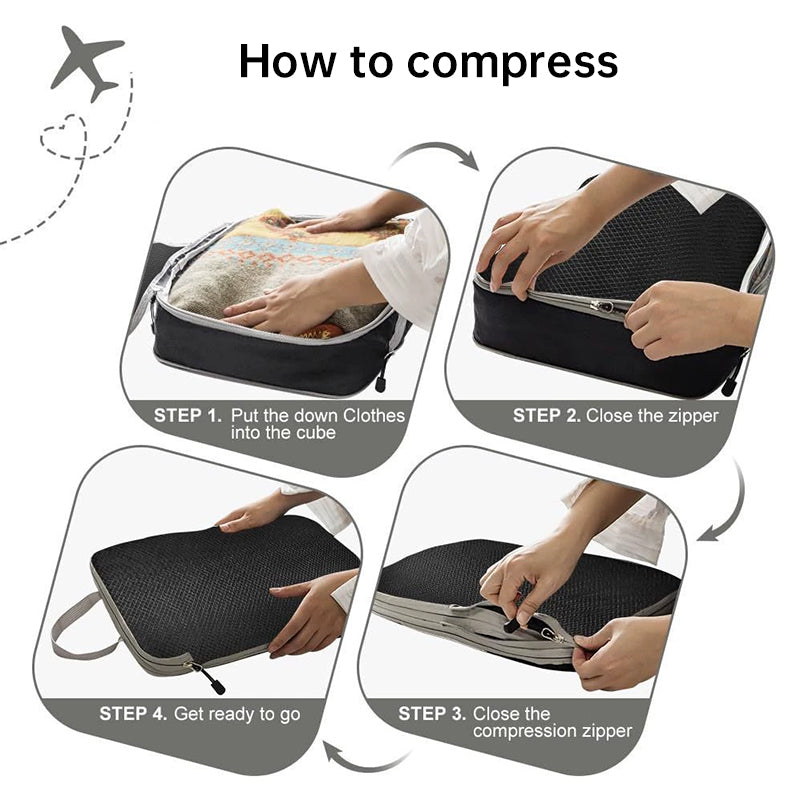 Ultralight Expandable Travel Compression Packing Cubes Organizer Set
