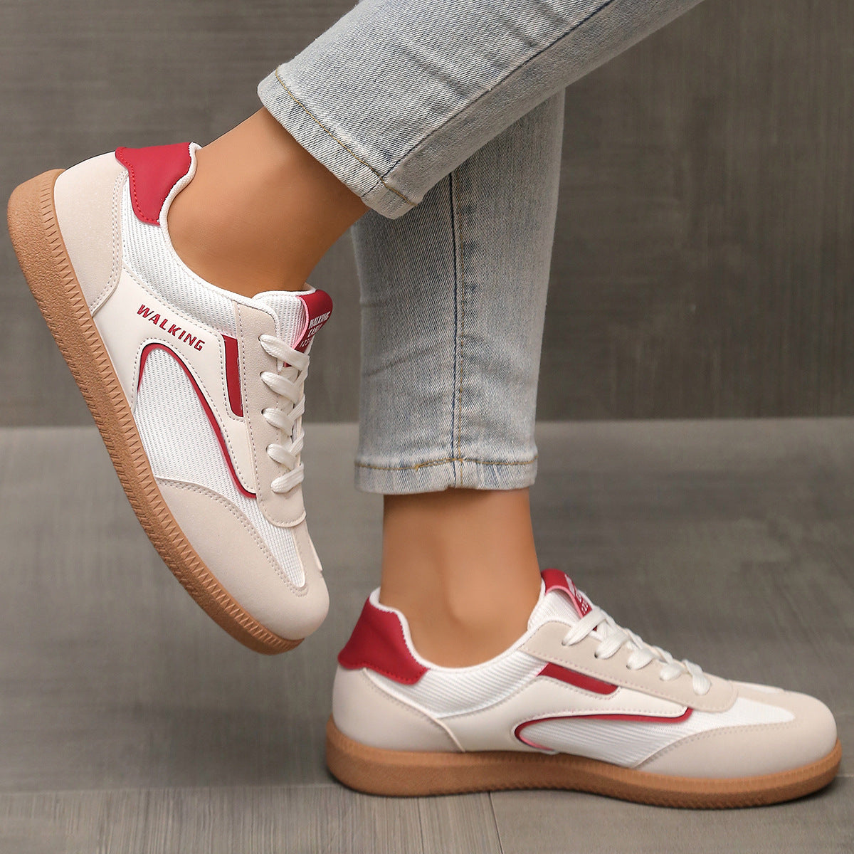Lace Up Round Toe Casual Sneakers for Women