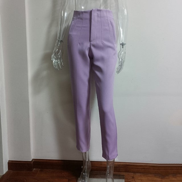 Women's High Waisted Straight Leg Casual Pants Trousers