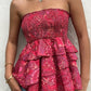 Smocked Layered Paisley Print Tube Women's Top