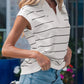 Stripe Color Block Zip V Neck Sleeveless Top