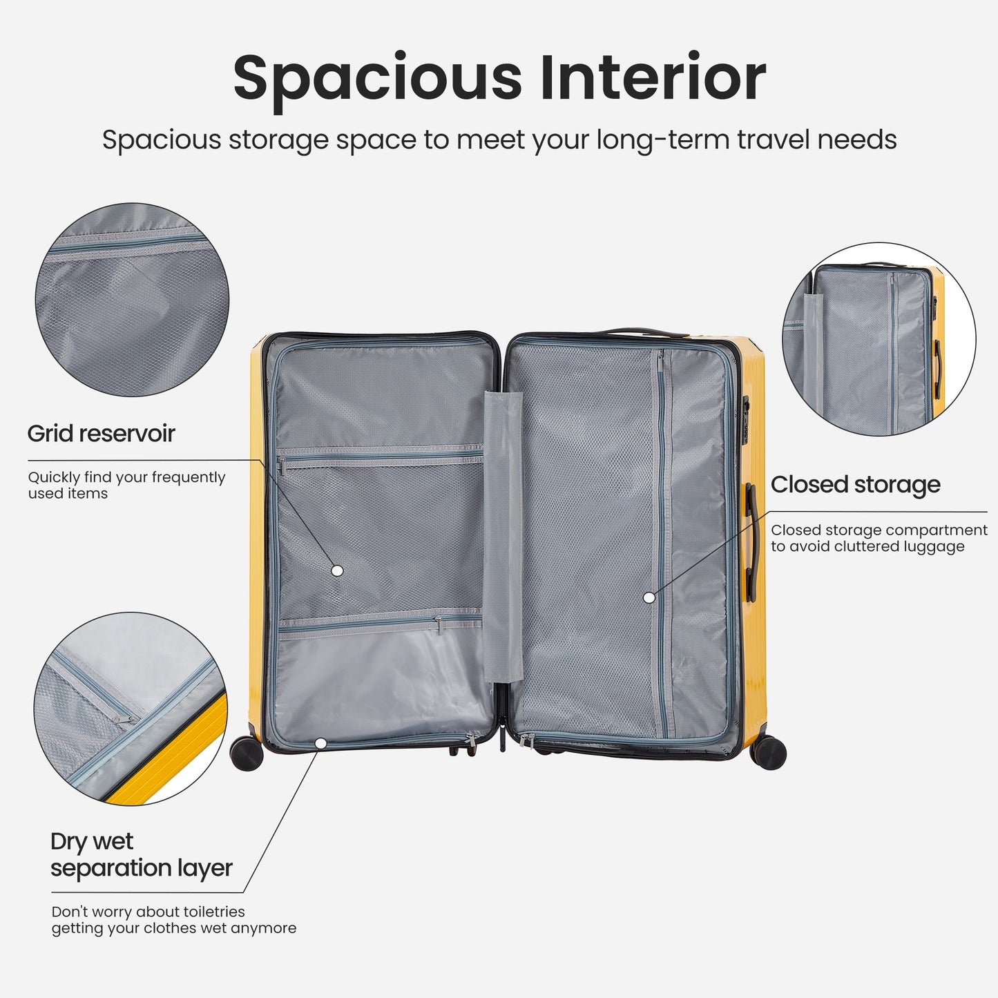 4 Piece PC ABS Luggage Set TSA Lock