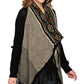 Women's Open Front Fringed Jacquard Weave Long Cardigan