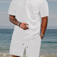 Men's Plus Size Knit Polo Shirt Shorts Set
