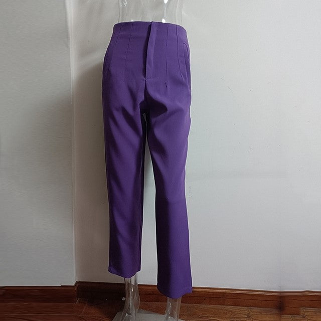Women's High Waisted Straight Leg Casual Pants Trousers