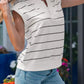 Stripe Color Block Zip V Neck Sleeveless Top