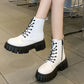 Round Toe Lace Up Chunky Women's Boots Casual