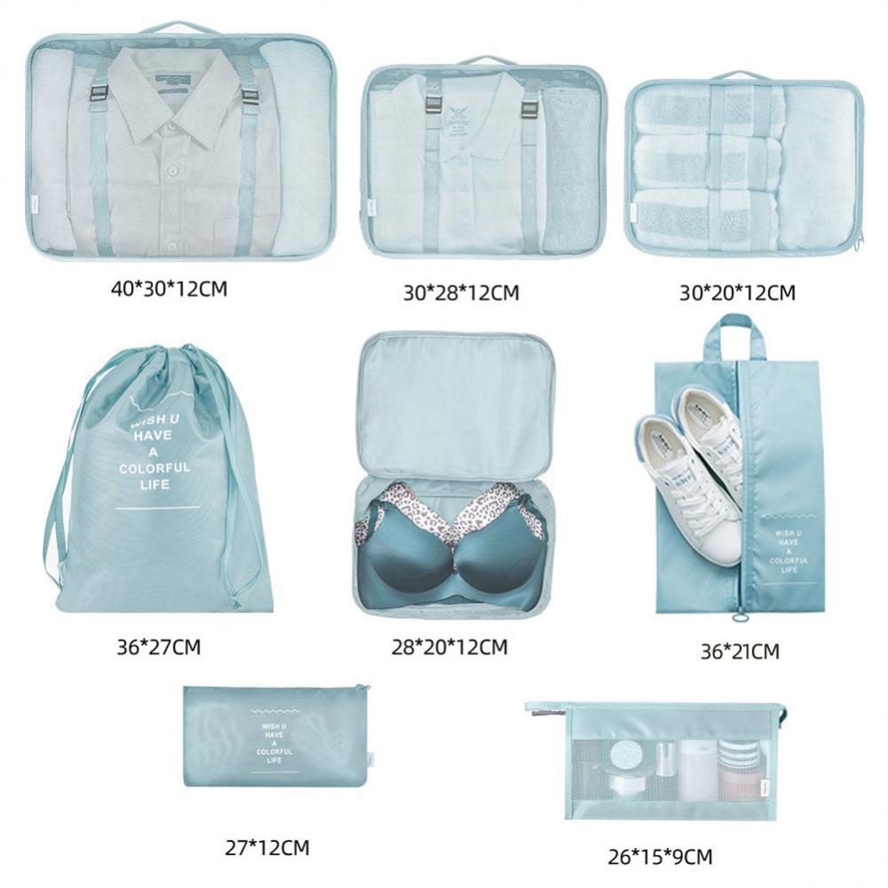 8 Piece Luggage Packing Cube Organizer Storage Bag Set