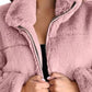 Plus Size Faux Fur Cropped Zip Up Jacket
