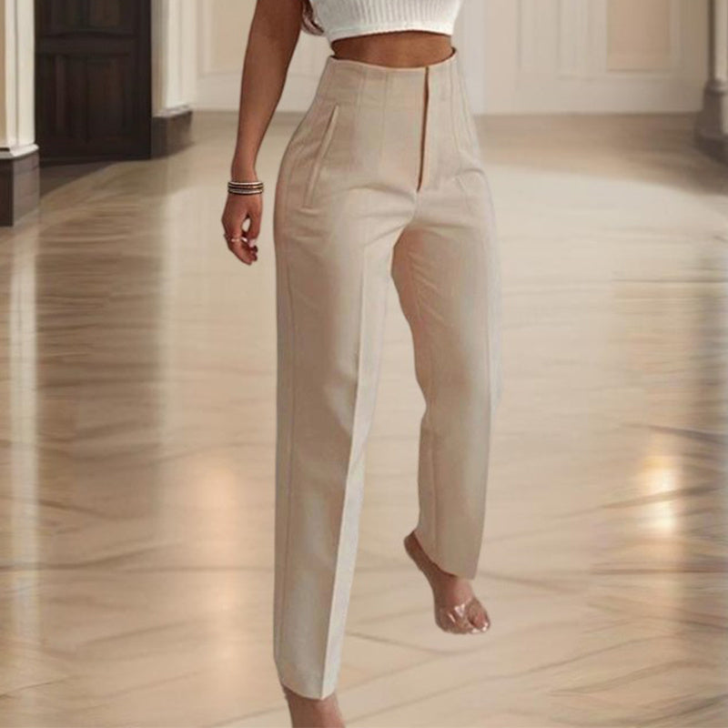 Women's High Waisted Straight Leg Casual Pants Trousers