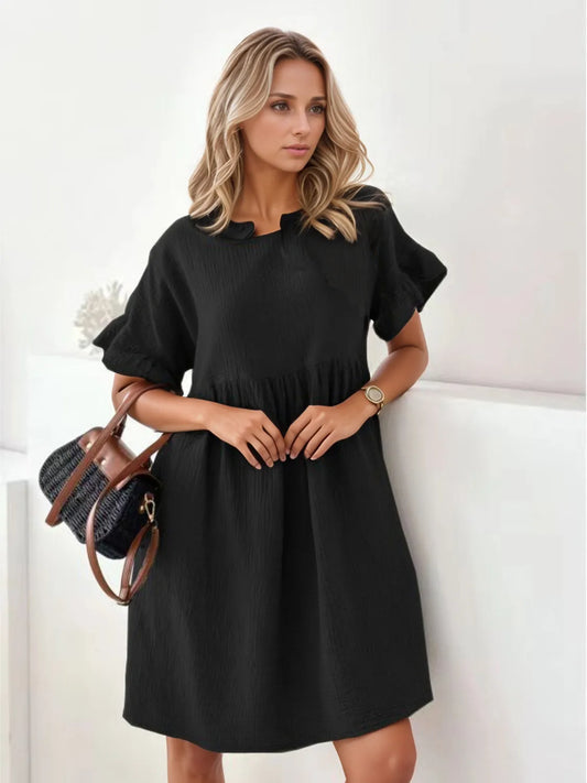 Round Neck Short Sleeve Mini Casual Women's Dress
