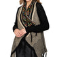 Women's Open Front Fringed Jacquard Weave Long Cardigan