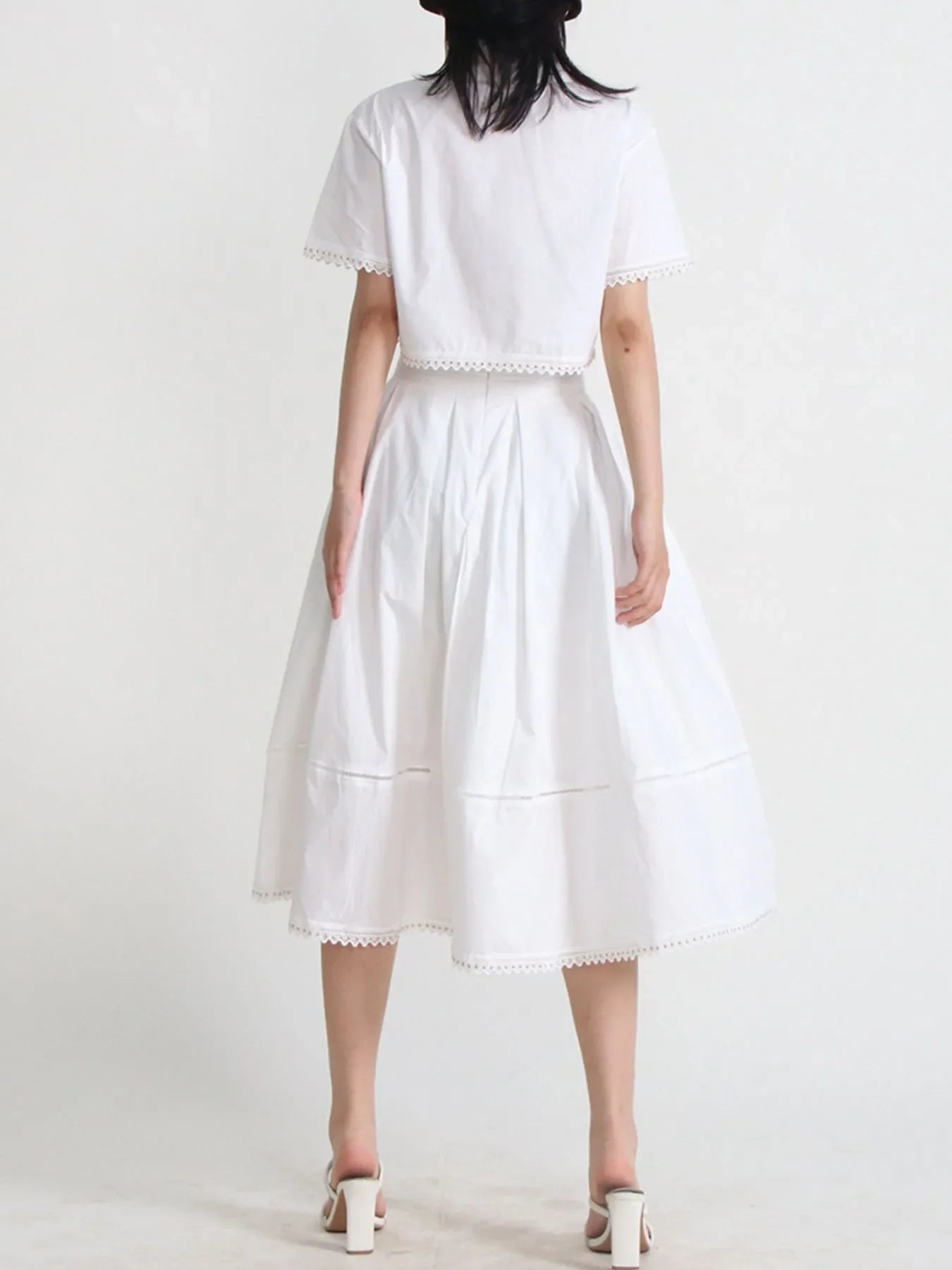 Women's Short Sleeve Shirt and Skirt Matching Set