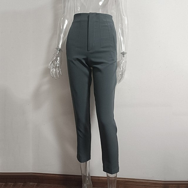 Women's High Waisted Straight Leg Casual Pants Trousers