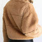 Plus Size Faux Fur Cropped Zip Up Jacket