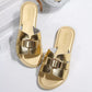 Elegant Buckle Slide Sandals Women's Casual Comfort Footwear