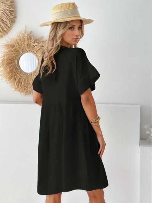 Round Neck Short Sleeve Mini Casual Women's Dress