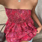 Smocked Layered Paisley Print Tube Women's Top