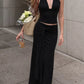 Plus Size Halter Neck Crop Top Maxi Skirt Set